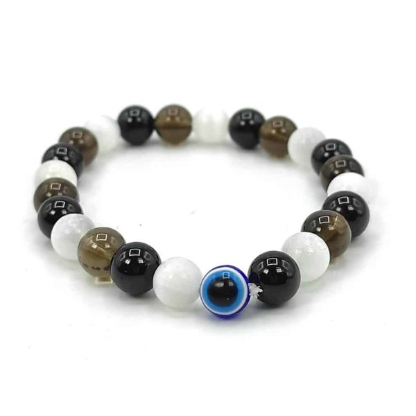 Strong Triple Protection Bracelet with Evil Eye – Reiki Healing Crystal [Beads Size 8mm]