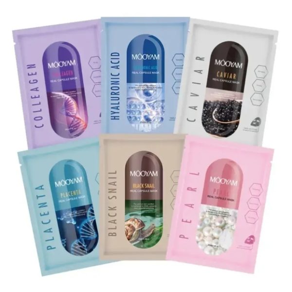 Mooyam Real Capsule Face Mask - Premium Skincare Sheet Masks Pack Of 6pcs